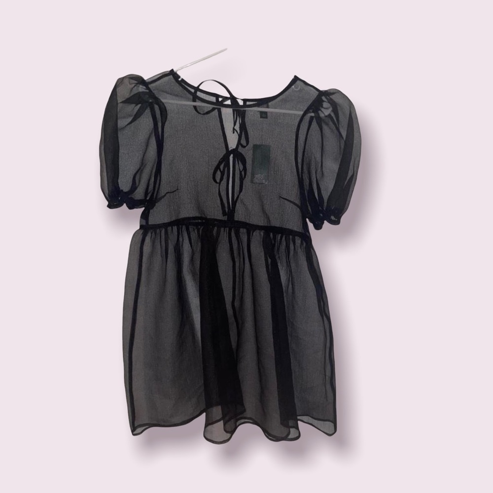 Mesh Puff Sleeve Dress